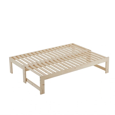 【国内即日発送】【幅100cm】ソファベッド ディベッド 木製 伸長式ベッド 2way 無塗装 天然無垢材 天然木 パイン材 すフレームのみ のこ仕様 シングル~セミシングル