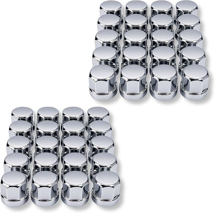 ナットキャップ ホイールナットカバー 33mm ISO ABS素材 クロームメッキ フロント/リア 高さ50mm 10穴用 大型トラック ダンプ デコトラ 平型(40個セット(+予備))