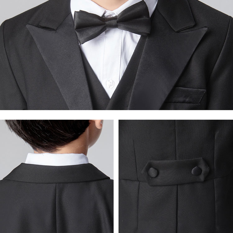 キッズ タキシード フォーマル スーツ 男の子 子供服 5点セット ジュニア スーツ パンツスーツ 結婚式 撮影 ワイシャツ 蝶ネクタイ ベスト ボーイズスーツ 上下セット 紳士服 セットアップ 燕尾