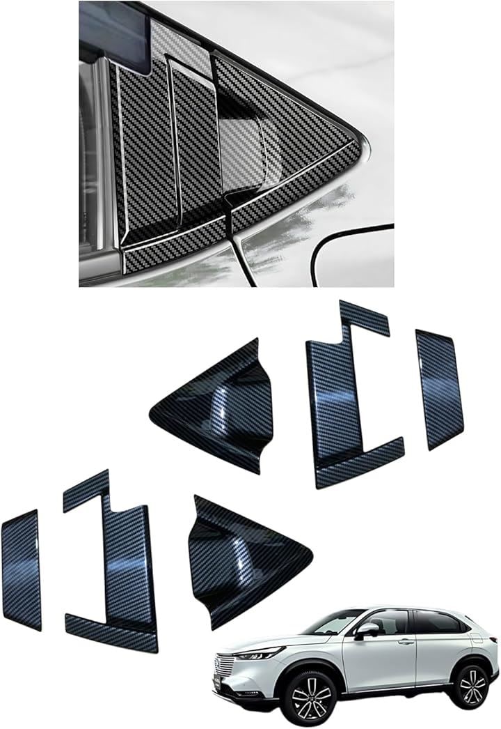 ホンダ ヴェゼル リア ドアハンドルカバー 新型 アクセサリー 新型ヴェゼル ドアプロテクター RV系 2024年式も対応(カーボン調, サイドバイザーあり型)