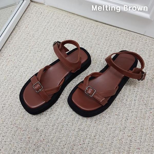女性カジュアルシックストラッププラットフォームサンダル 3色
