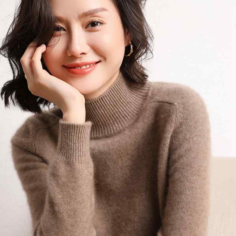 秋冬 コーデ レディース ファッション オシャレ 服 カワイイ シンプル 大人カワイイ 大きいサイズ ハーフ タートルネック セーター ソフト ニット セーター
