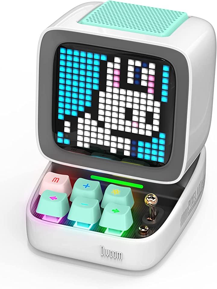 Ditoo-plus ポータブル Bluetoothスピーカー 3.55インチ LEDスクリーン ピクセルディスプレイ( ホワイト)