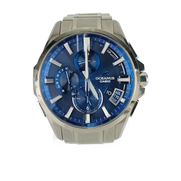 CASIO カシオ メンズ腕時計 OCEANUS オシアナス OCW-G2000-2AJF シルバー ブルー文字盤 チタン メンズ Bluetooth搭載 GPS 電波ソーラー【本物保証】