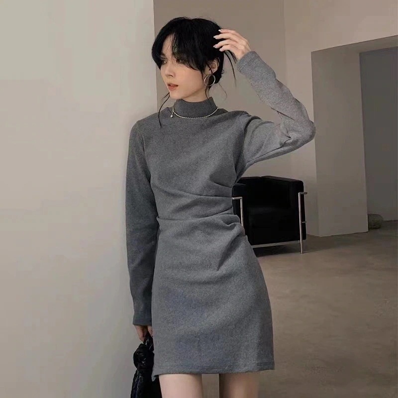 冬のワンピース ロングスカート 韓国ファッション レディース 春冬新作 ボトムイン ワンピース オールマッチ 韓国ファッショ