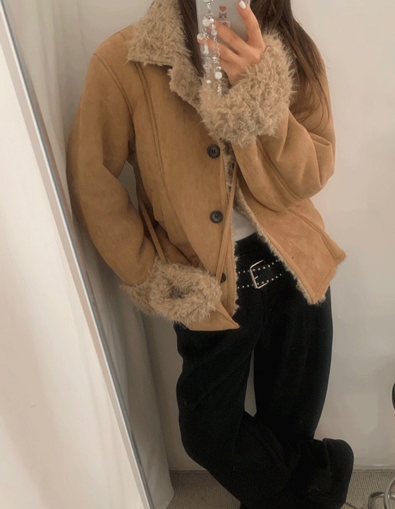 [高クオリティー/ファーバッグセット] スエード カラー ファー ムートン