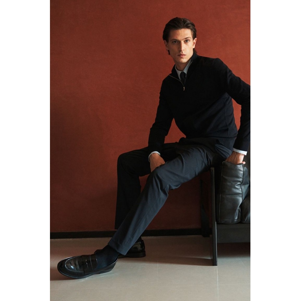 H&M スリムフィットスーツパンツネイビーブルー