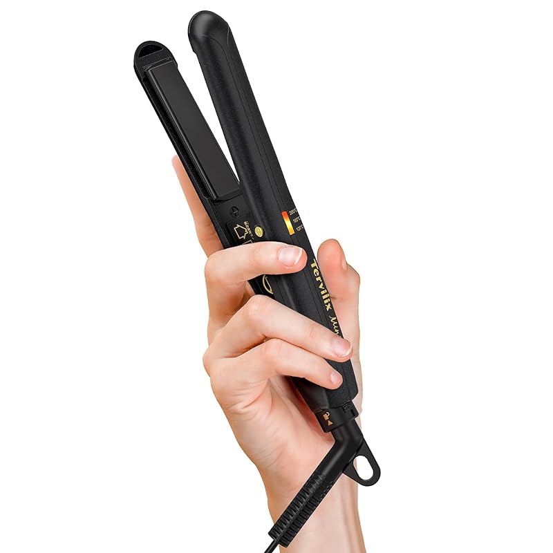 Terviiix セラミック ミニヘアアイロン 旅行用ストレートアイロン ミニ 持ち運び ヘアアイロンミニ 13mmヘアーストレートアイロン 海外対応 3段階温度調節 MAX200C 耐熱ポーチ付き