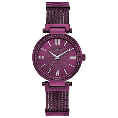 Guess W0638L6 Soho Purple Dial Stainless Steel Band Ladies Watch