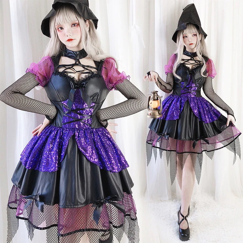 ハロウィン 大人 衣装 小魔女 ロールプレイ 衣装 魔女 女巫 悪魔 衣装 バンパイア 花嫁 衣装