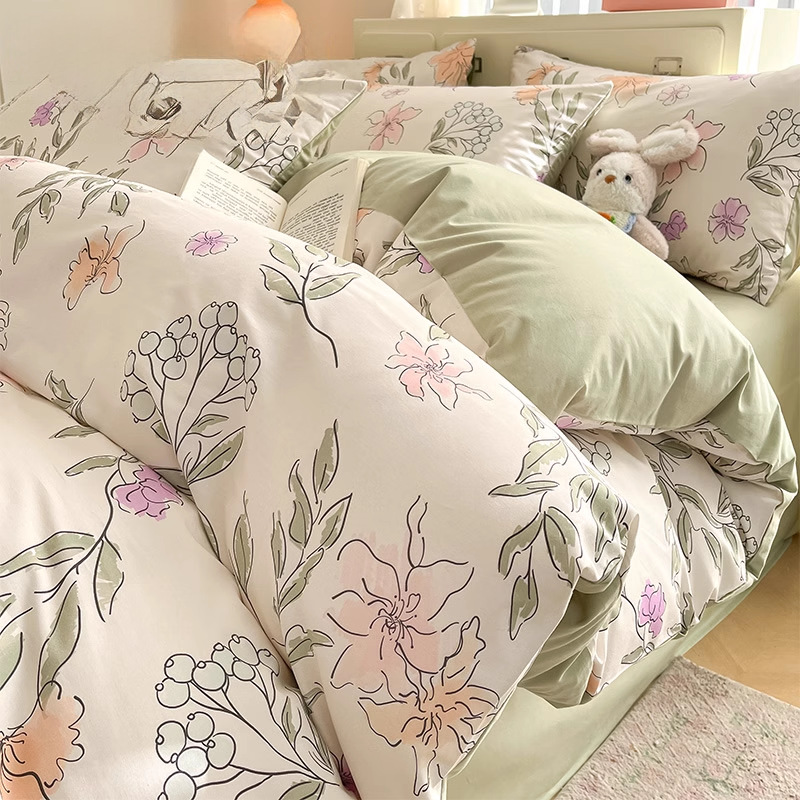 田園風純綿ベッドに全綿布団カバーベッドシングル3枚セット寮ベッド笠ベッド品4枚セット