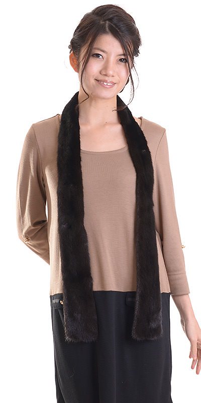 処分SALE返品不可ブラックグラマミンクタイマフラー