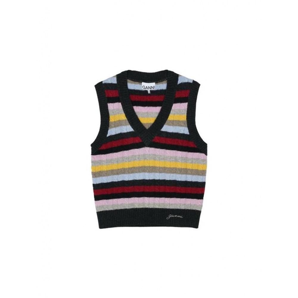 GANI 女性用ウールミックスニットベストマルチカラー K2286-999