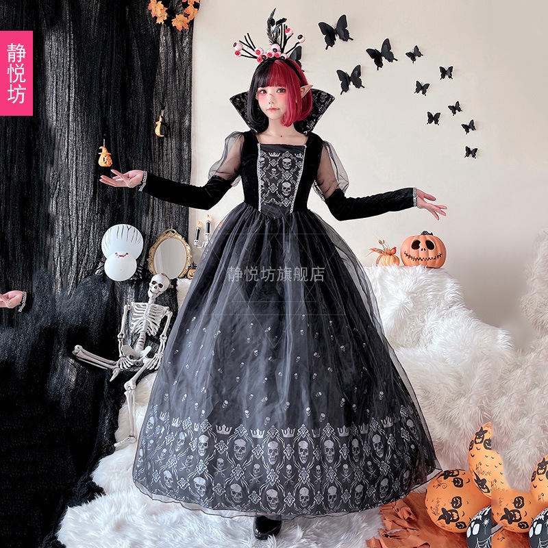ハロウィン大人用女王ゴースト花嫁大人用コスプレ衣装女性魔女コスチューム吸血鬼スケルトンコスプレ衣装
