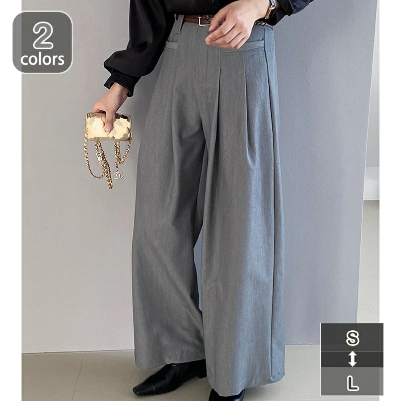ワイドパンツ レディース きれいめ パンツ タックワイドパンツ ワイドパンツ 春秋 しわになりにくい タック ワイド ストレート ワイド オフィスカジュアル 大きいサイズ