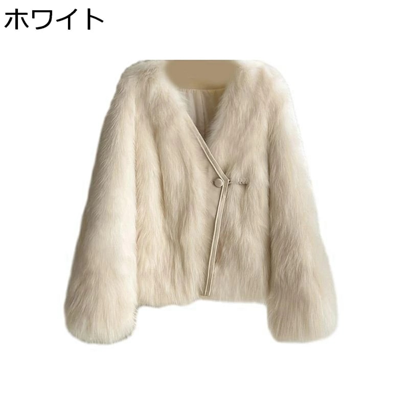 ファージャケット レディース ファーコート フェイクファー 毛足長い 秋冬服 ショート丈 毛皮コート vネック スリム 防風 柔らかい肌触り 着せ ギャル 防寒アウター もふもふ ルーズ エレガント