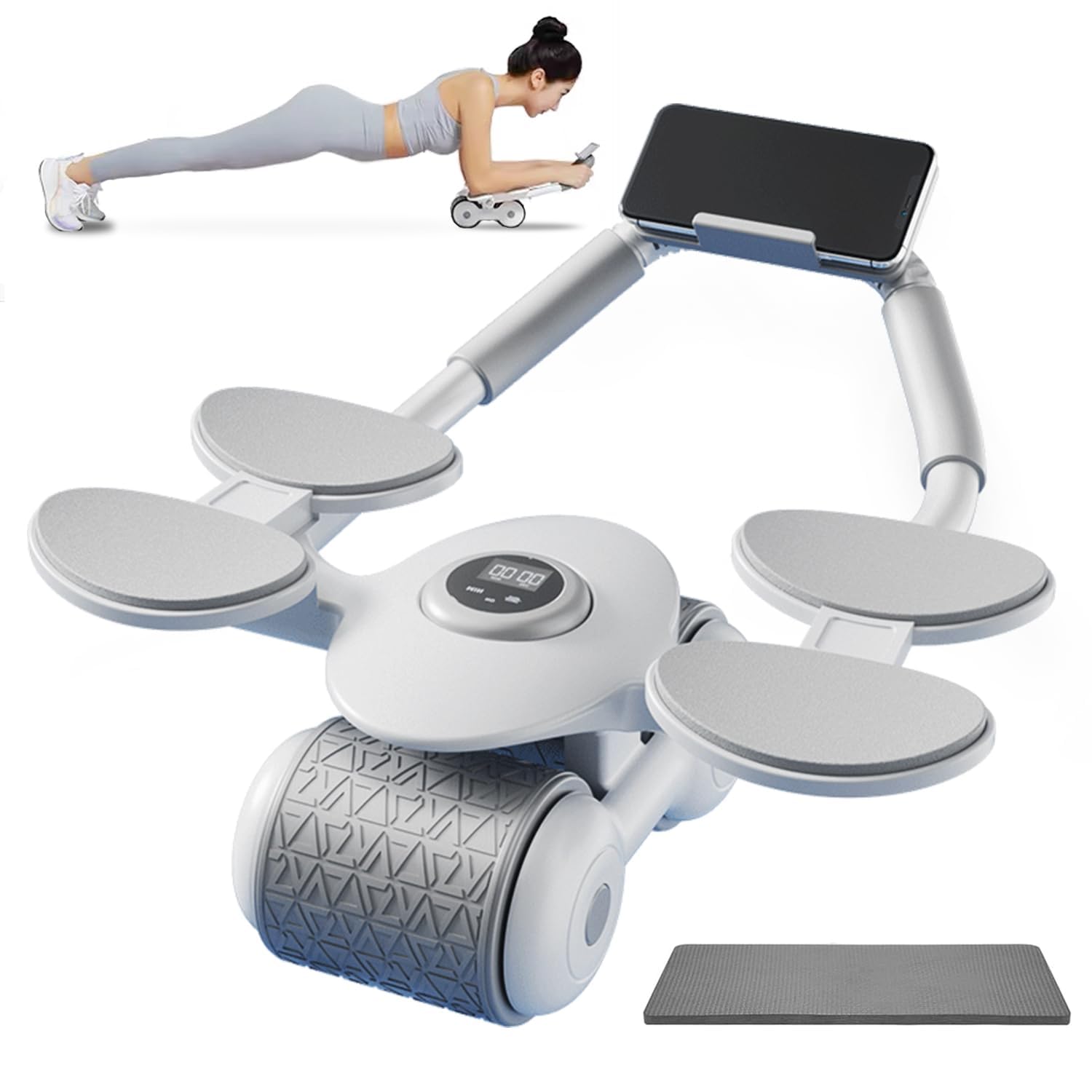 SSNEIN 腹筋ローラー 腹筋マシーン 肘支え腹筋ローラー 膝マット付き 多機能腹部フィットネスホイール 腹筋 トレーニング器具 エクササイズローラー ストレッチ ダイエット器具腹筋体幹上半身を