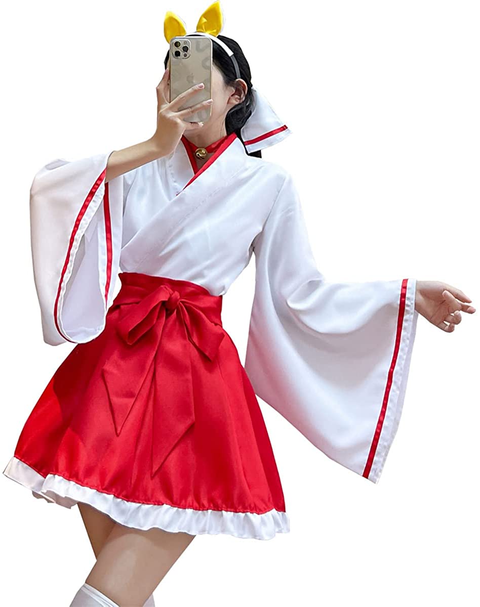 巫女 コスプレ 巫女さん 仮装 5点セット コスチューム衣装 巫女服 レディース 和服 着物 イベン