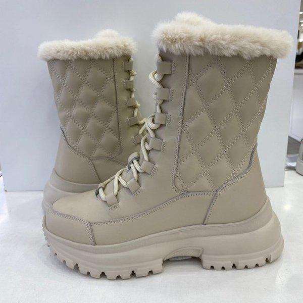 女性バンディング紐ファーカジュアルブーツ YADWBM612IV HSPZ3A GN