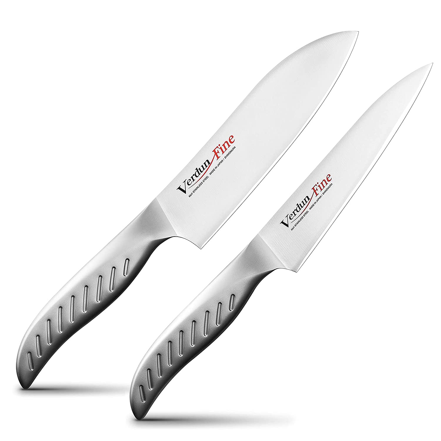 【Amazon.co.jp限定】下村工業 日本製 ヴェルダン ファイン 三徳 160mm / ペティ ナイフ 130mm / 包丁 2本セット モリブデン バナジウム 鋼 食洗機 対応 オールステンレ