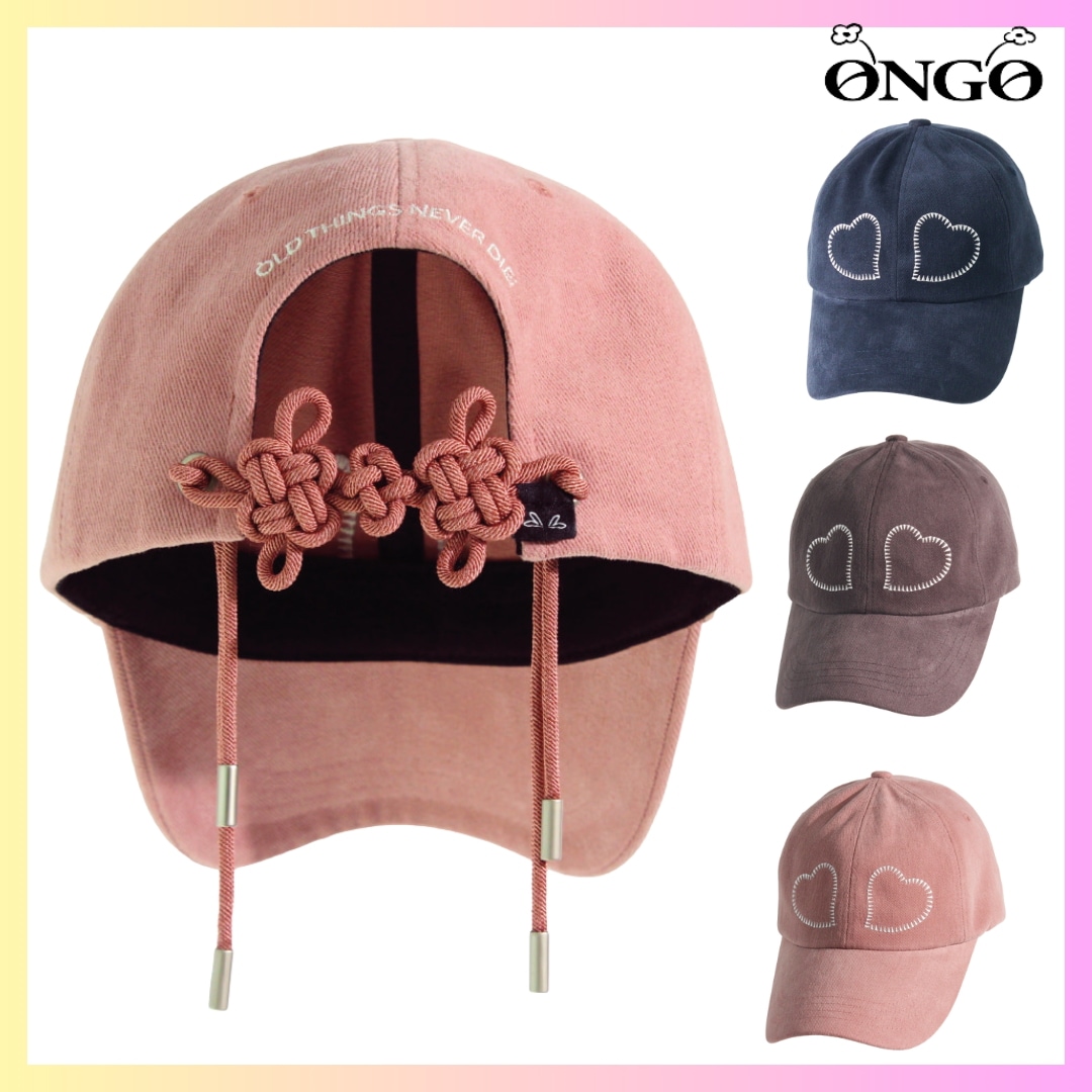 [ONGO] DOUBLE HEART KNOT CAP - 3カラー + FREE GIFT 帽子 レディース 韓国 帽子 キャップ 5,390円