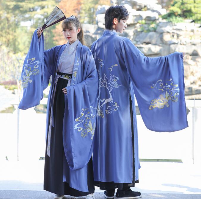中華風コスプレ衣裳 　カップルペア 男性中華服 女性チャイナ服 漢服 中華服上下セットアップ 羽織 男性 大人 チャイナドレス 中華衣装 長袖 スカート 華流コスチューム 舞台 エスニックな刺しゅう