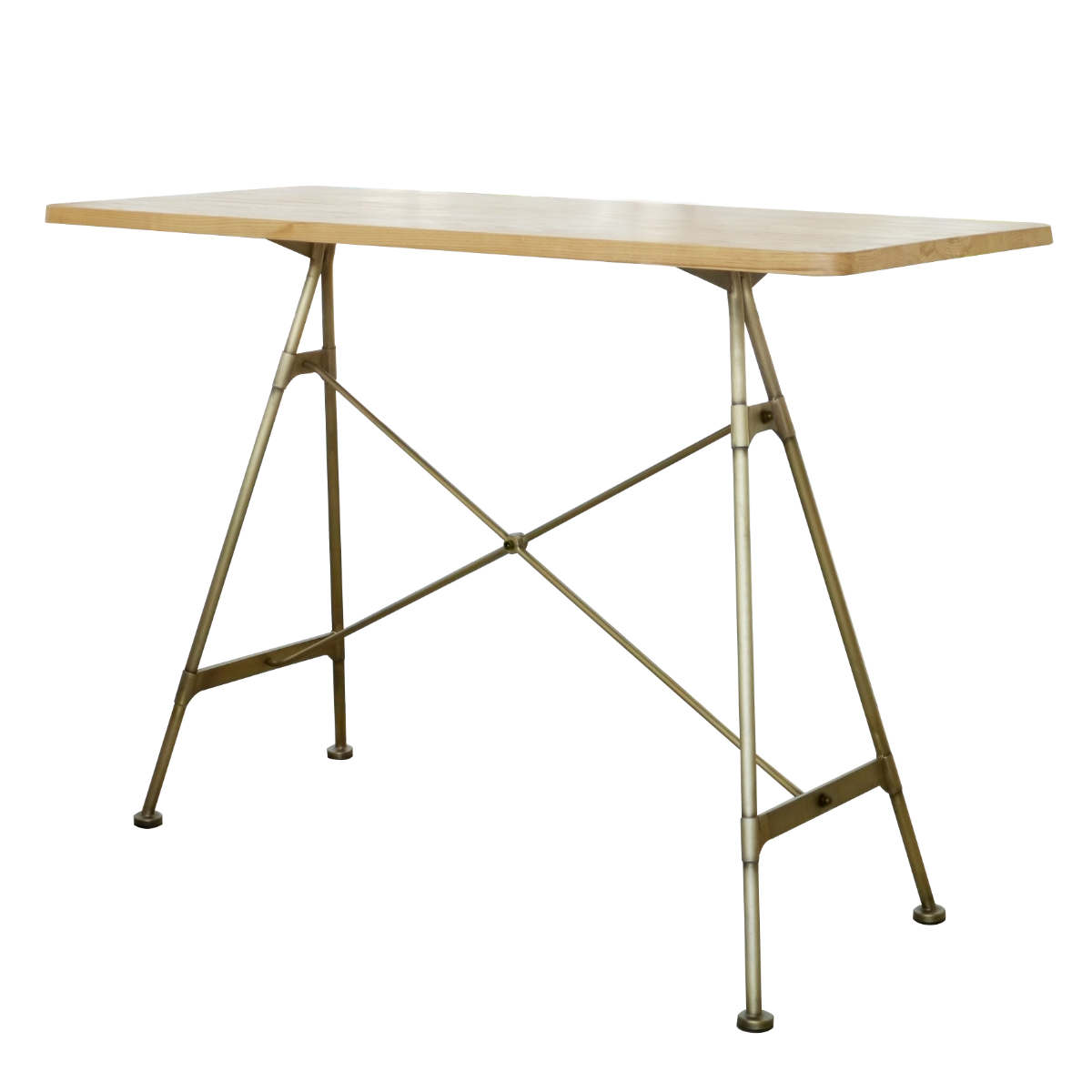 カウンターテーブル おしゃれ 天然木 ゴールドフレーム 高さ107.5cm ハイテーブル ハイタイプ バー カウンター テーブル 長方形 165x65cm アッシュ 無垢材 キッチン リビング