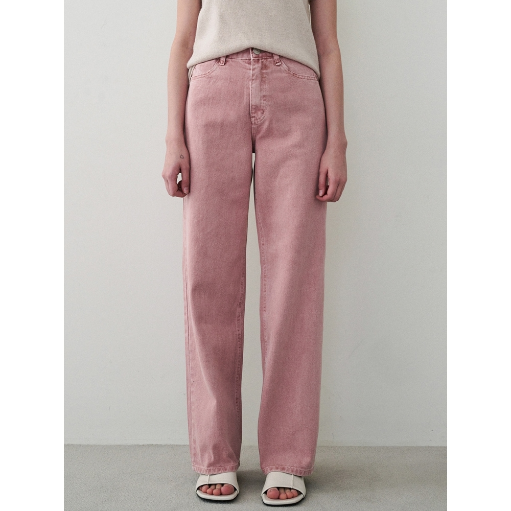 LOEIL バックラインウォッシングダイイングパンツピンク