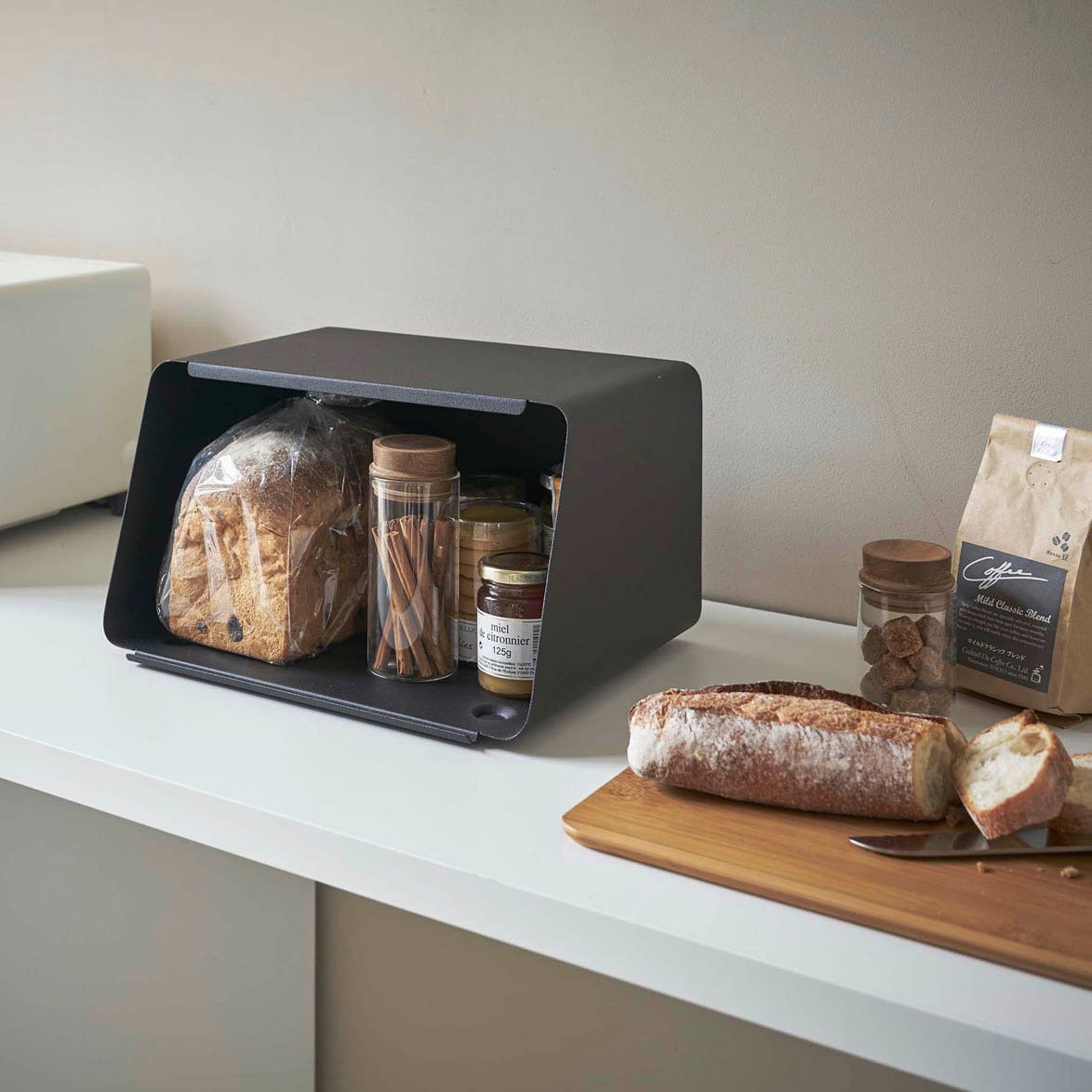 ブレッドボックス 山崎実業 TOWER タワー 蓋が外せるブレッドケース ブラック