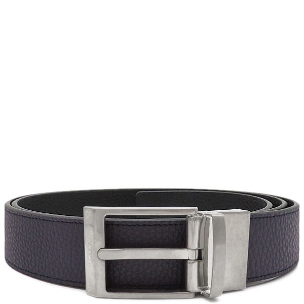 バリー BALLY ベルト シフィー SHIFFIE #120 リバーシブル レザー ミッドナイトXブラック #120 シルバー金具 紺 黒 新品 未使用 6304878 【箱】【中古】