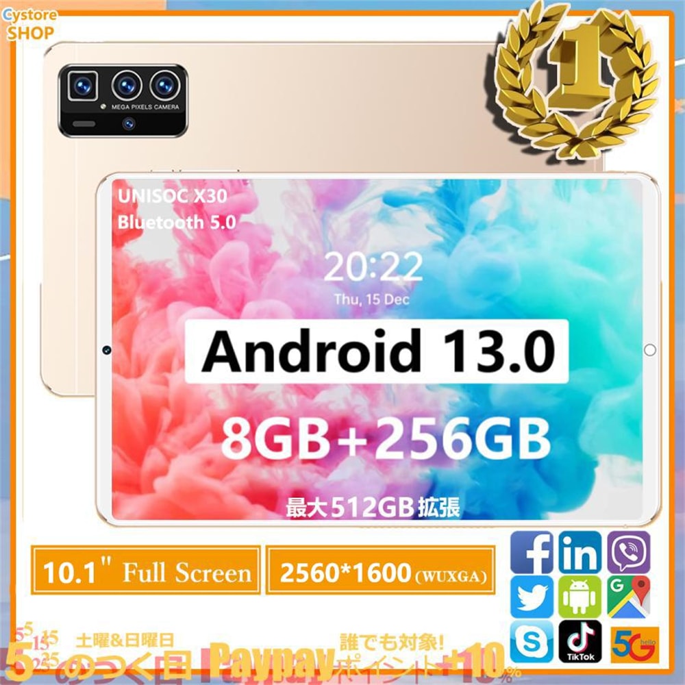 新品 タブレット Android14 PC 本体 10インチ 8+256GB おすすめ 安い Wi-Fiモデル GPS Bluetooth 通話対応 IPS液晶 軽量 在宅勤務 ネット授業