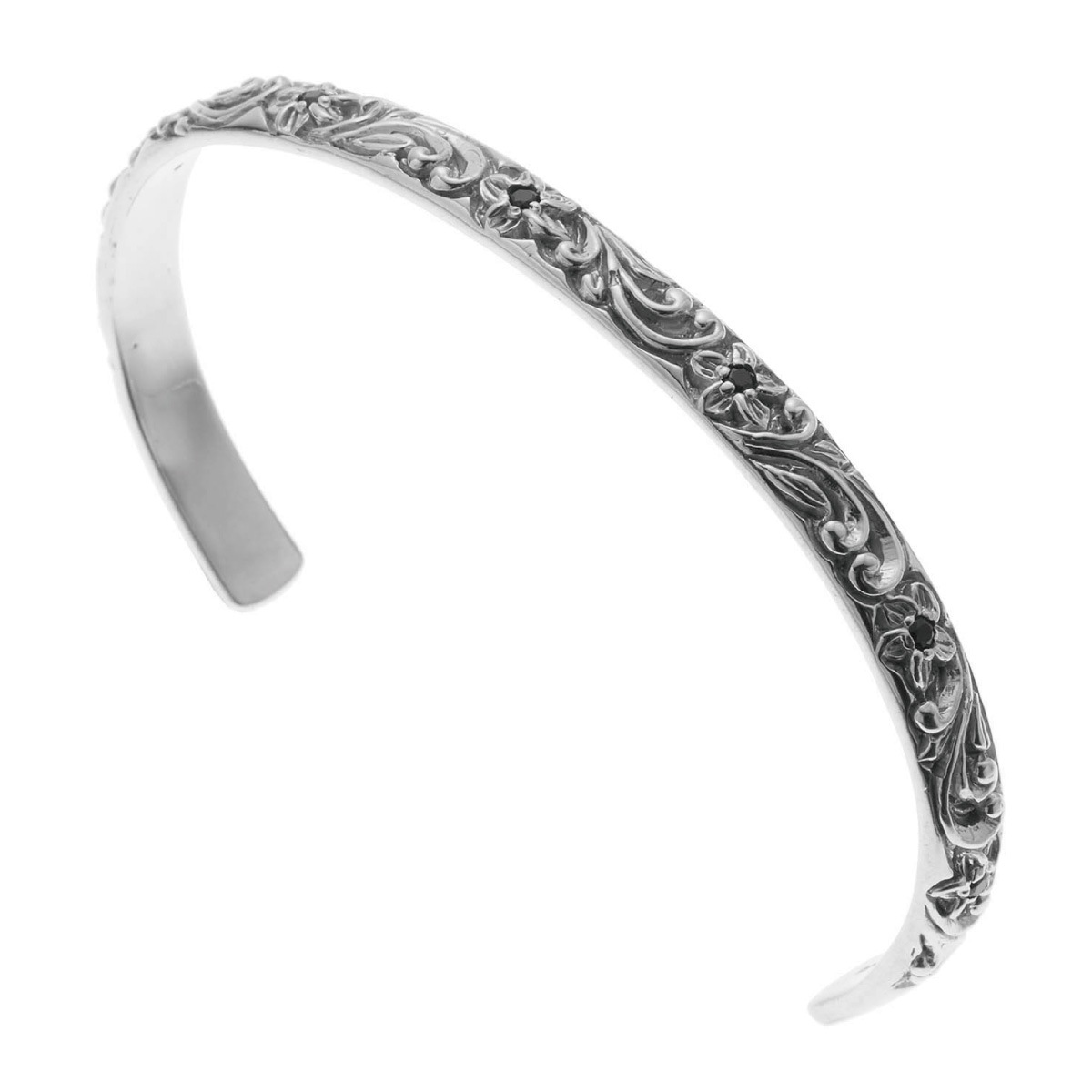 バングル メンズ シルバー925 キュービックジルコニア ハワイアンジュエリー 彫り