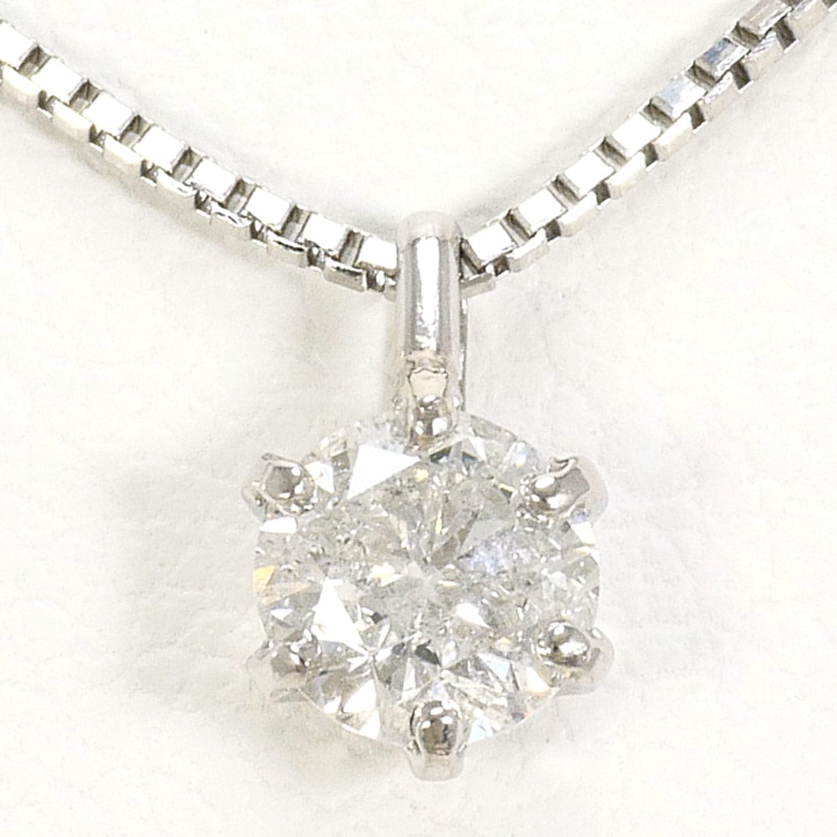 PT900 プラチナ PT850 プラチナ ネックレス ダイヤモンド 0.3ct 総重量約2.7g 約45cm 中古