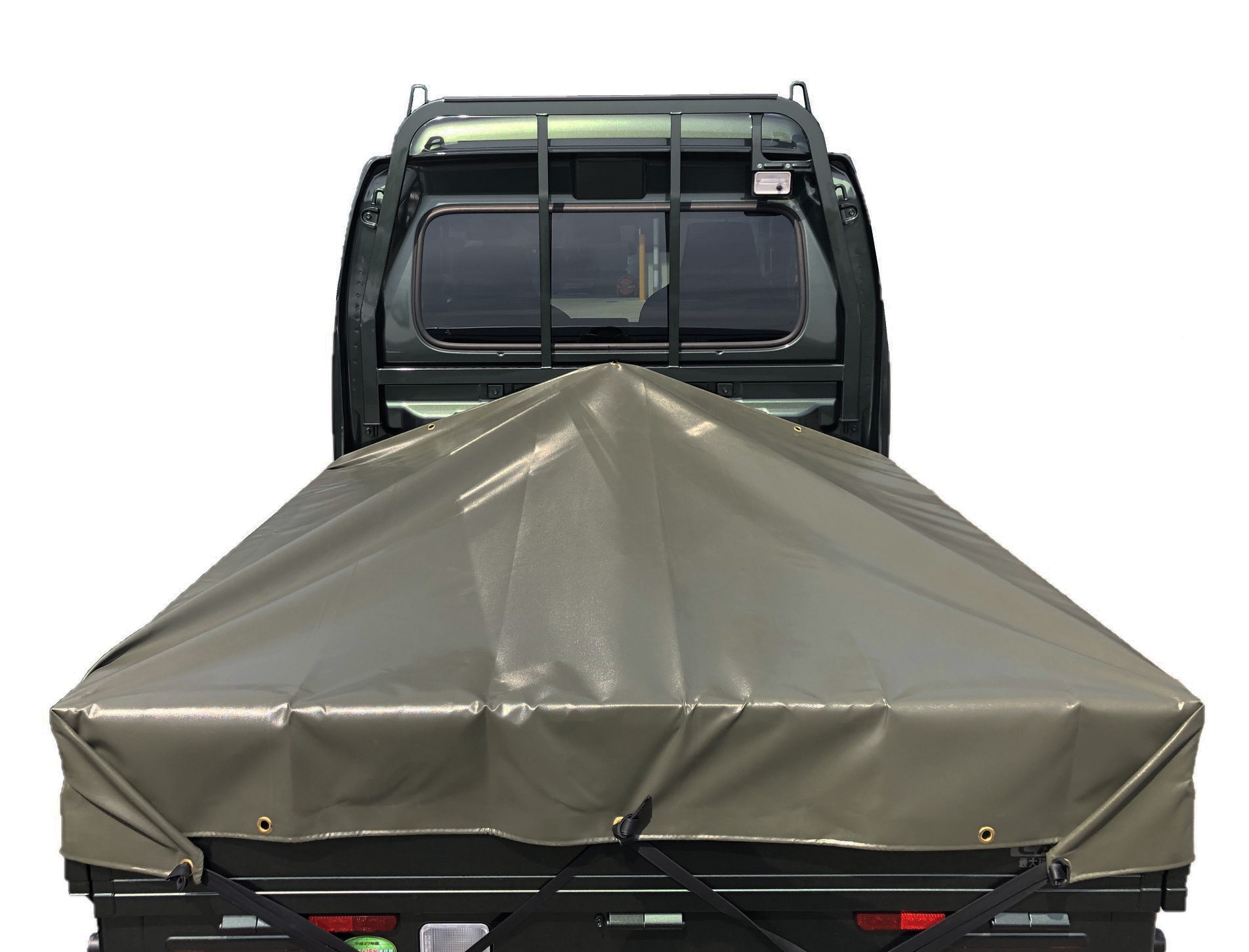 スーパーキャリイシート スロープ型 シート単品 OD 国防色 (前部)2.0ｍx(後部)1.9ｍx(長さ)1.7ｍ コードゴム4ｍｘ2本付き 台形シート