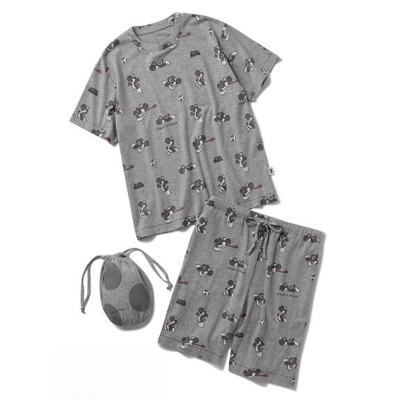 国内正規品 gelato pique [ジェラート ピケ] 【スーパーマリオ】【メンズ】ヨッシー柄Tシャツ&ハーフパンツセット PMCT222921 GRY M
