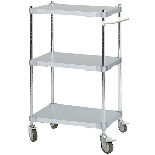 アイ・エル・シー TGGS3-46609WH ホワイト PROFACE ガルバシェルフワゴン46×60 3段 ポール900 取っ手付き メーカー直送