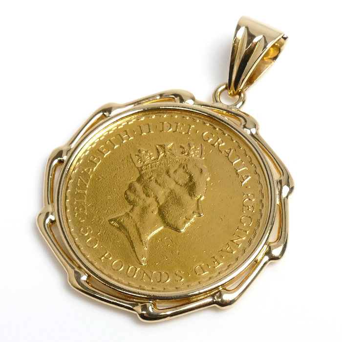 K22YG/K18YG ブリタニア金貨 1/2OZ ペンダントトップ 23.2g 1987 メンズ 中古