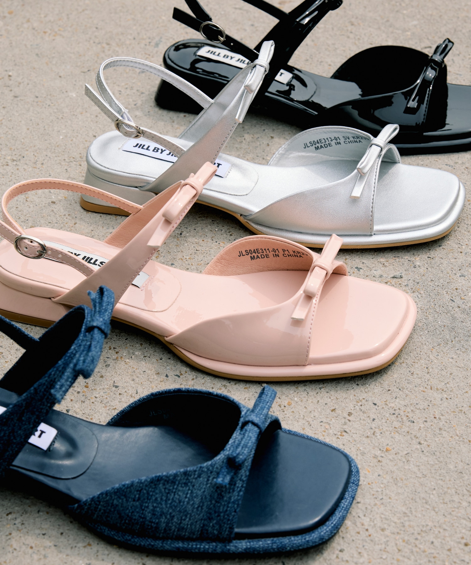 JILLSTUART韓国人気24S/S【エリー】スクエアトリボンフラットサンダル - 4color