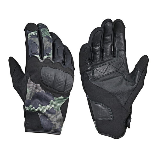 D61225 (Daytona) バイク用 グローブ 春夏 手のひら本革(ヤギ革) ハードプロテクター スマホ対応 アーバンプロテクティブグローブ DG-017 カモフラ Lサイズ 61225