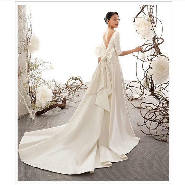 長袖 Aラインドレス ウェティグドレス パーティードレス ロングドレス 結婚式 二次会 海外挙式 花嫁 安い 大きいサイズ 発表会 おしゃれ 前撮り 披露宴 トレーン 14,991円