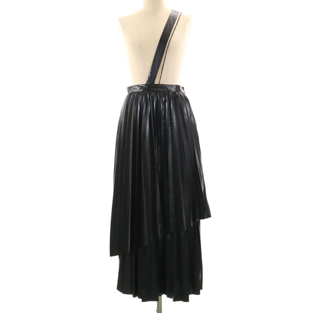 13WFS215034 マキシ丈 レイヤー プリーツスカート 1 ブラック系 サイドジップ レディース