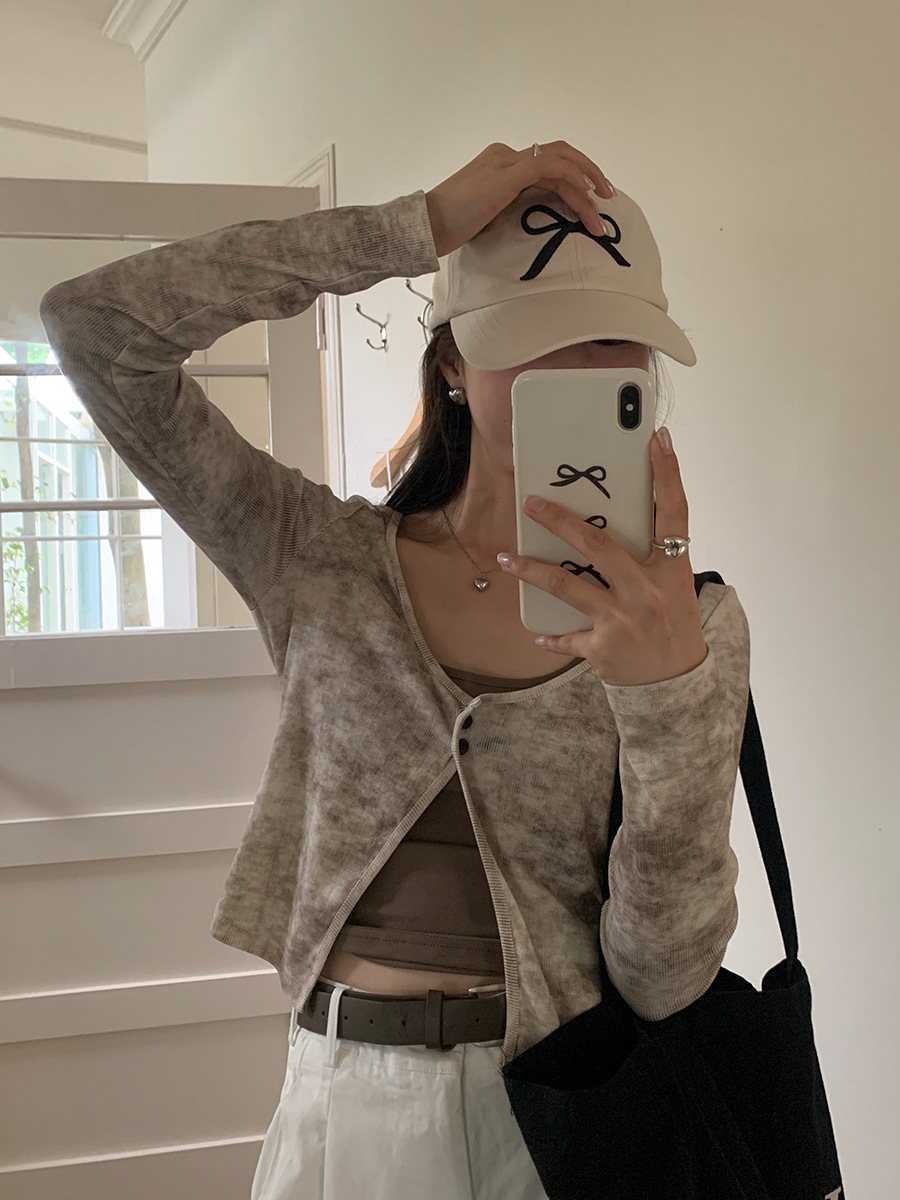 セット アップ アメリカン/デザイン/Uネック/タイダイ/カーディガン＋キャミソール/ツーピース/レディース/薄手/トップス