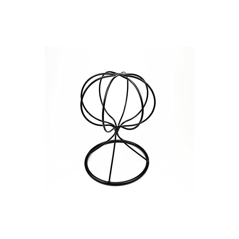 [bellarino] 帽子スタンド アイアン 帽子掛け ウィッグスタンド ハットスタンド かつらスタンド かつら掛け 部分ウィッグ 子供用 (ブラック（ショート）)