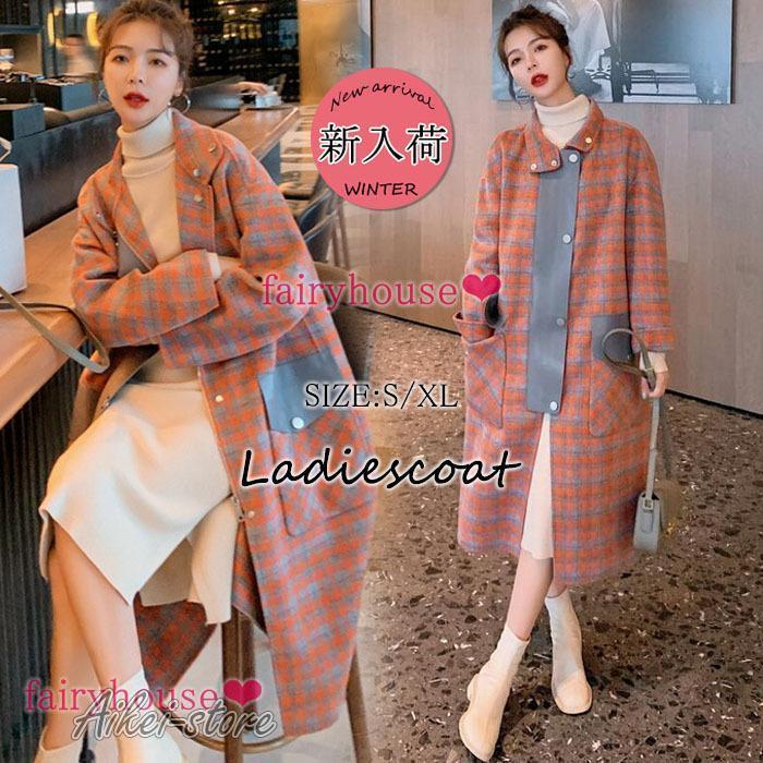 チェスターコート レディース秋冬 40代 ロング丈ラシャコート チェック柄 トレンチスーツオーバー 厚手オーバー ゆったりアウター 韓国風 オシャレ通勤 大人 5,640円