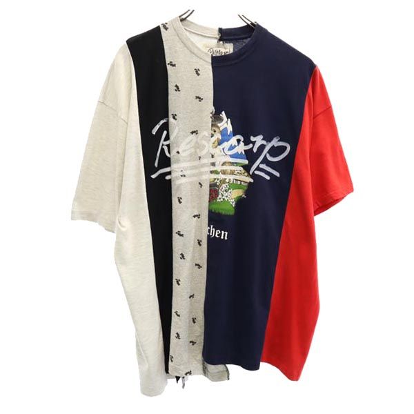 リスカープ 23ss リメイク 半袖 Tシャツ 紺×赤×グレー RESCARP メンズ