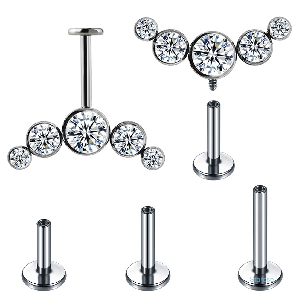 ニッケルフリー ボディピアス 16G チタン（ASTM F136）ファイブブリッジジュエル内ネジラブレット 16ゲージ 逆ネジ インターナル 耳 軟骨 ヘリックス アンテナ lb086xxxxxxxx