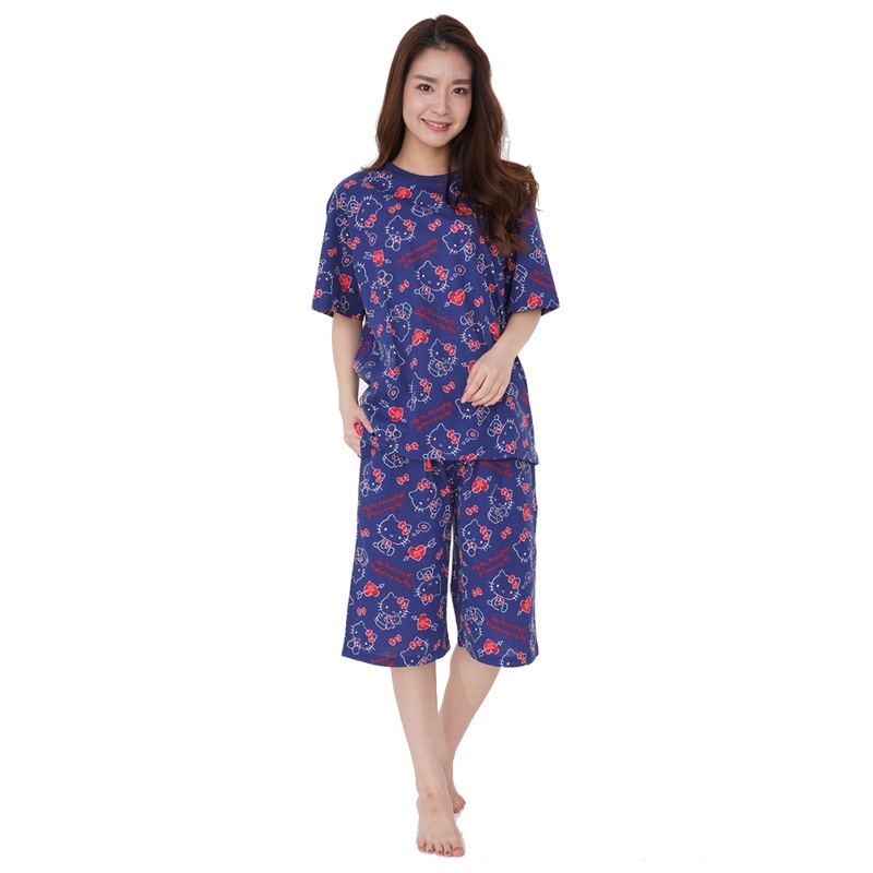 SAZAC(サザック) Arrow heartキティTスーツ ネイビー 男女兼用L 【 ファッション レディース 部屋着 パジャマ サンリオ ルームウェア メンズ 寝巻き 女性用 キャラクター 男性用