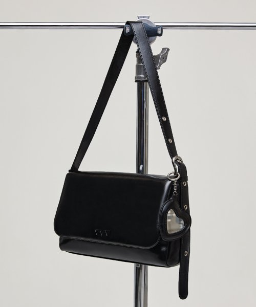 Heart Mirror Puffer Shoulder Cross Bag _ Black 15,201円