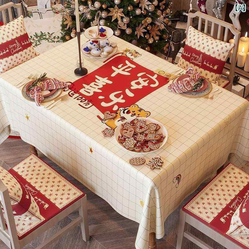 テーブルクロス クリスマス おしゃれ 赤 サンタクロース トナカイ うさぎ 布 防水 耐油 耐熱 正方形 長方形 パーティー コーヒー ダイニング マルチカバー