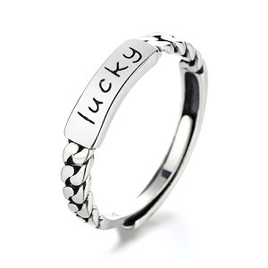【Luckyゆびわ】 925銀 アクセサリー シルバー 調節可能 指輪 韓国ファション